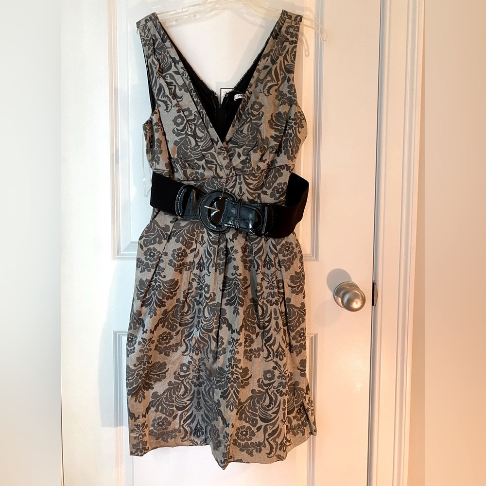 Corey P belted metallic patty dress with pockets, size medium